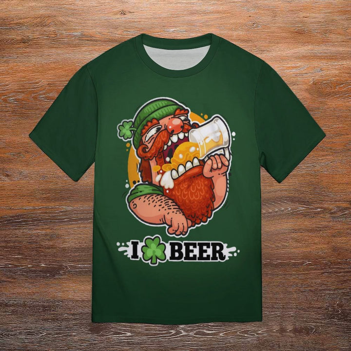 Men's Round Neck Cartoon Beer Casual T-Shirt 2312000405