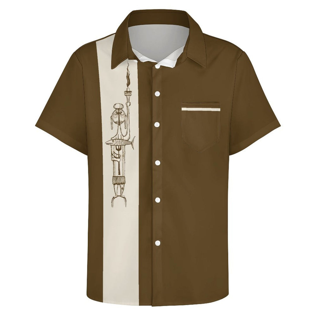 Men's Tribal Totem Art Casual Short Sleeve Shirt 2402000234