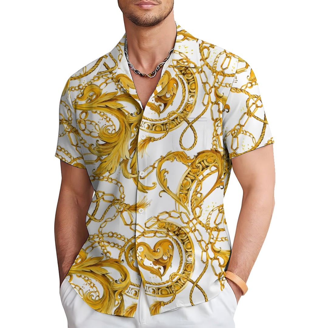 Baroque Art Style Casual Short Sleeve Shirt 2403000258