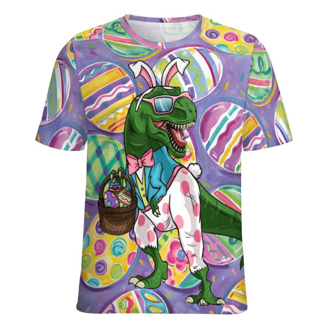 Men's Round Neck Easter Egg Dinosaur Casual T-Shirt 2312000394