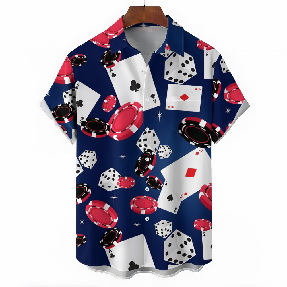 Men's Gambling Themed Prints Casual Short Sleeve Shirt 2403000333