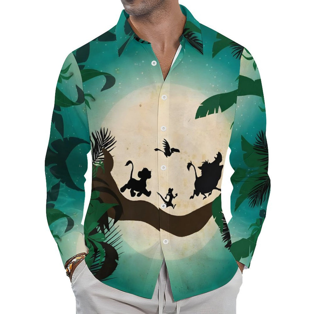 Men's Casual Cartoon Character Printed Long Sleeve Shirt 2401000060