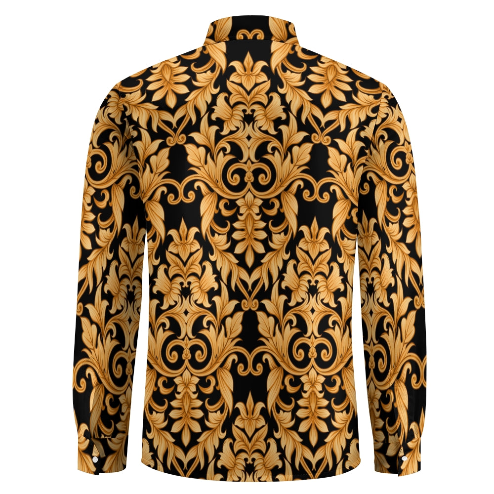 Men's Baroque Art Printed Long Sleeve Shirt 2403000237