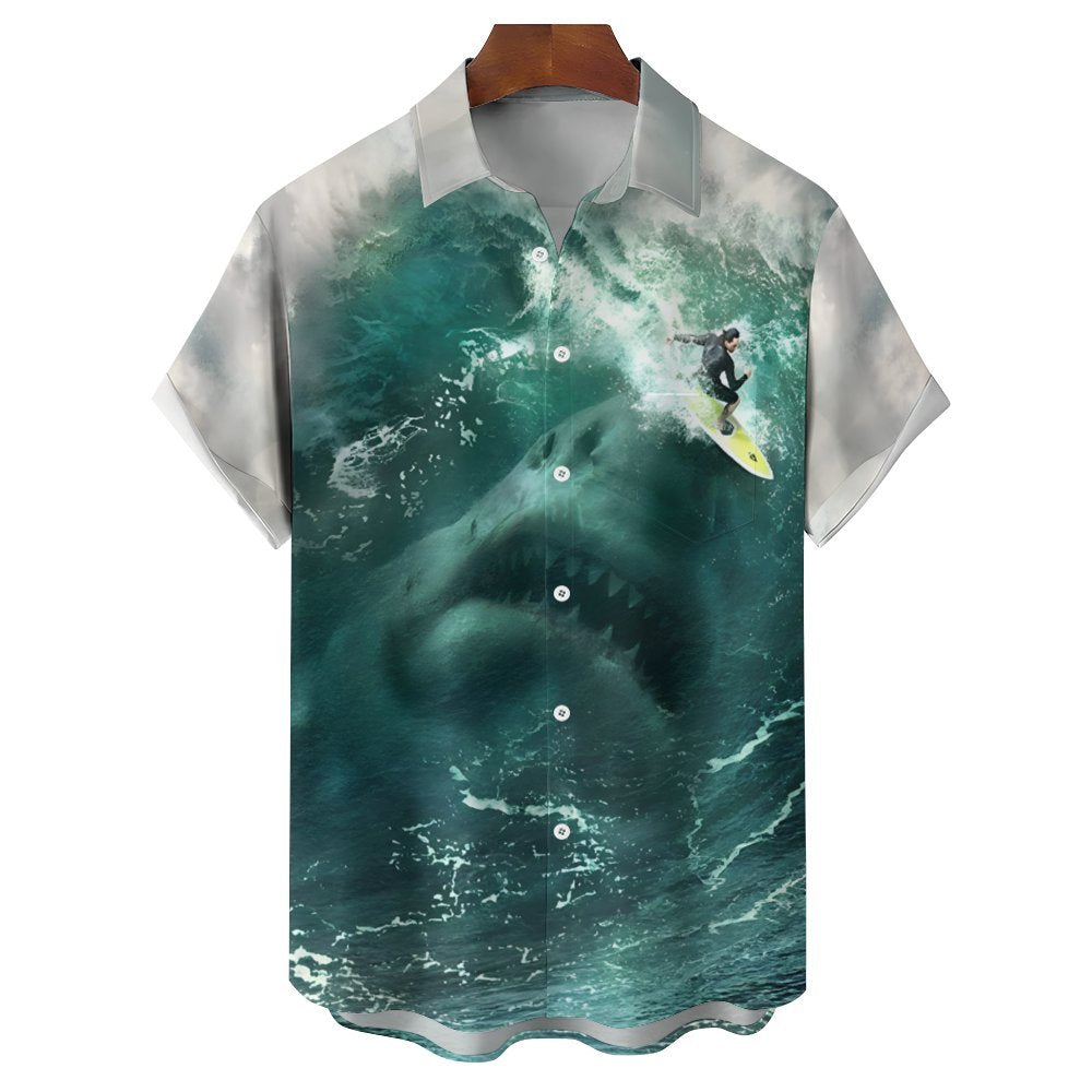 Men's Shark Casual Short Sleeve Shirt 2401000078