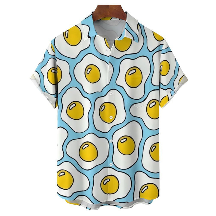 Men's Fried Egg Casual Short Sleeve Shirt 2401000203