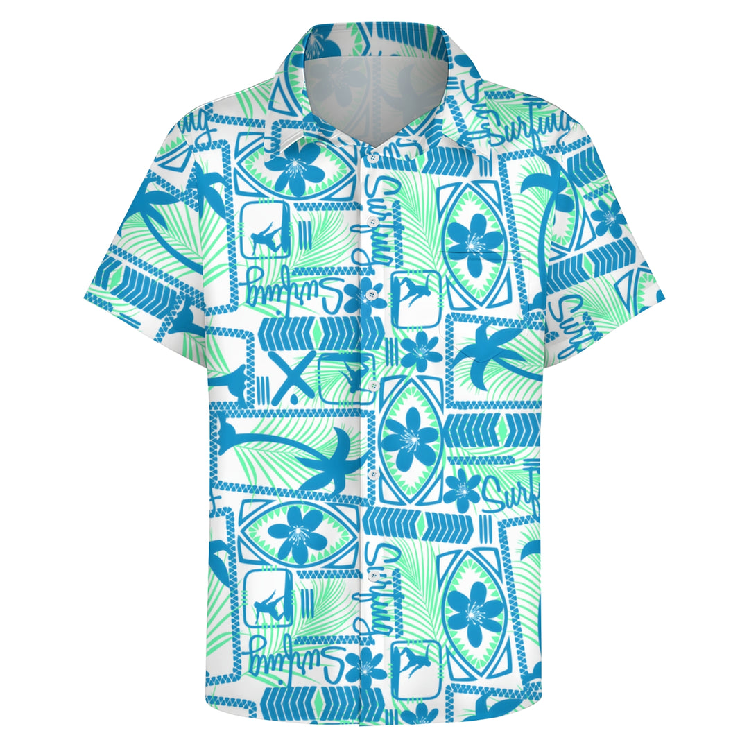 Hawaiian Coconut Palm Surf ThemeCasual Short Sleeve Shirt 2403000045