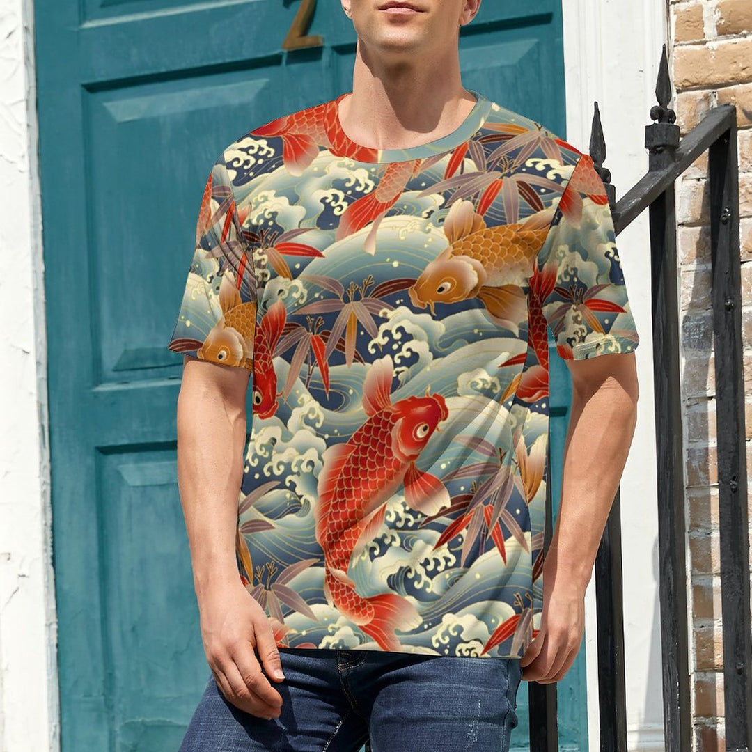 Men's Round Neck Koi Carp Casual T-Shirt 2312000391