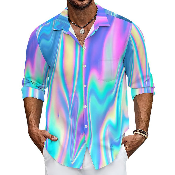 Men's Casual Gradient Color Printed Long Sleeve Shirt 2401000059