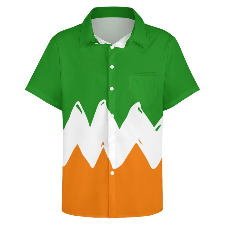 St. Patrick's Day Men's Vintage Shirt Fun Cartoon Pocket Camping Shirt 2312000469