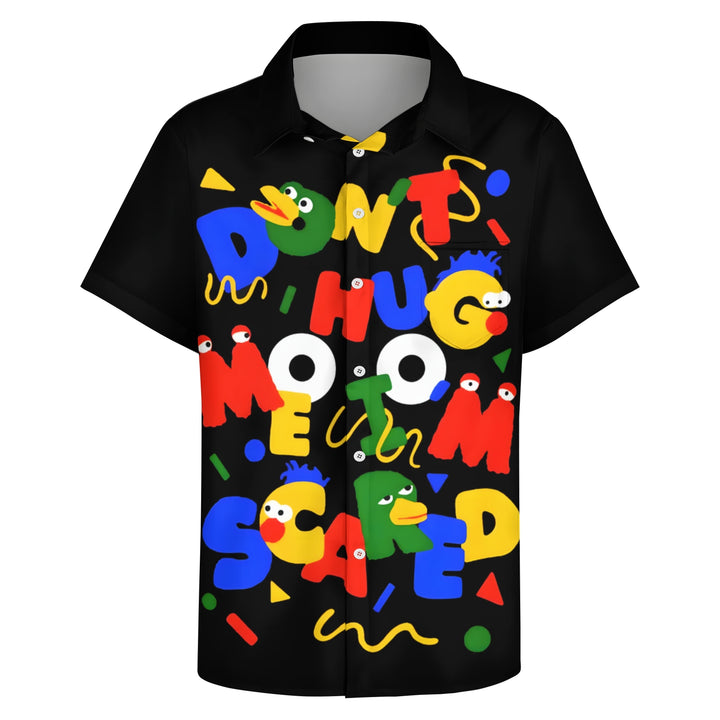 Men's Cartoon Letter Print Casual Short Sleeve Shirt 2403000334