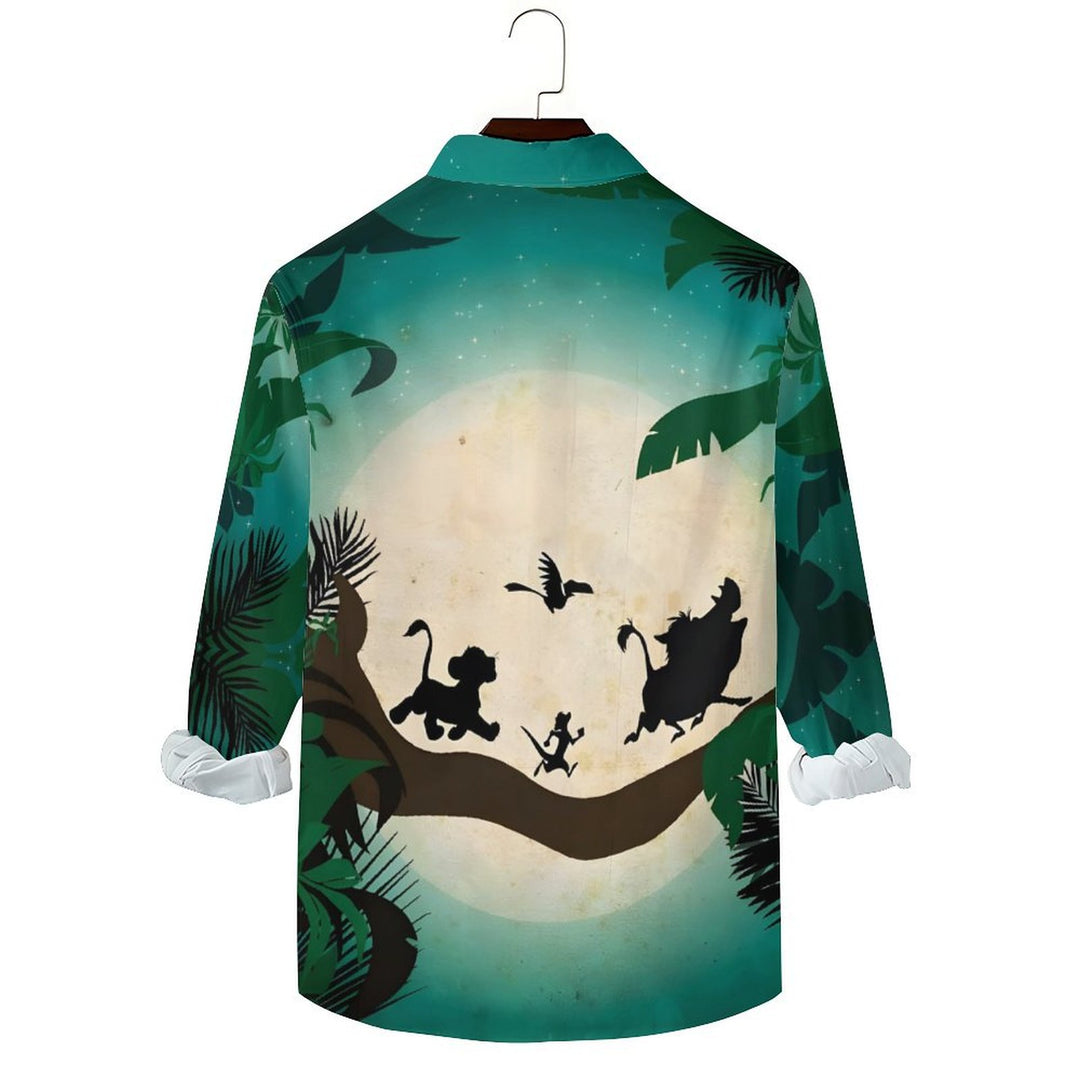 Men's Casual Cartoon Character Printed Long Sleeve Shirt 2401000060