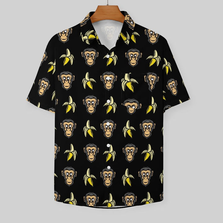 Banana Gorilla Printed Casual Chest Pocket Short Sleeve Shirt 2309000044