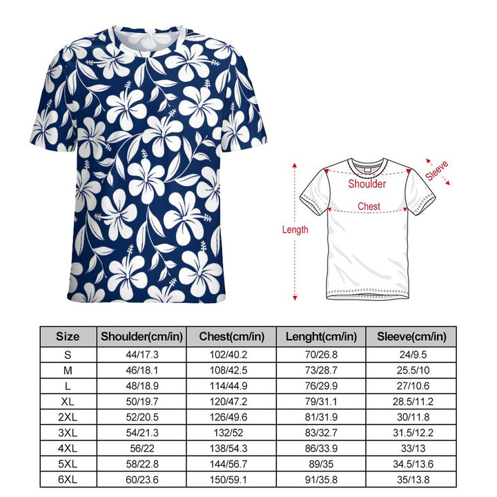 Men's Round Neck Hawaiian Flower Casual T-Shirt 2312000403