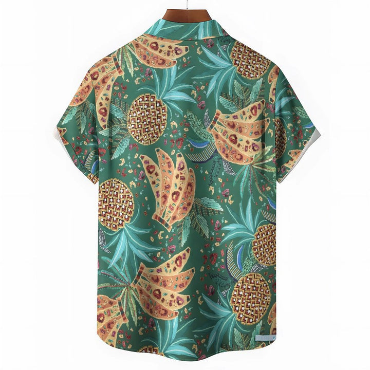 Hawaiian Fruit Art Print Casual Short Sleeve Shirt 2402000280