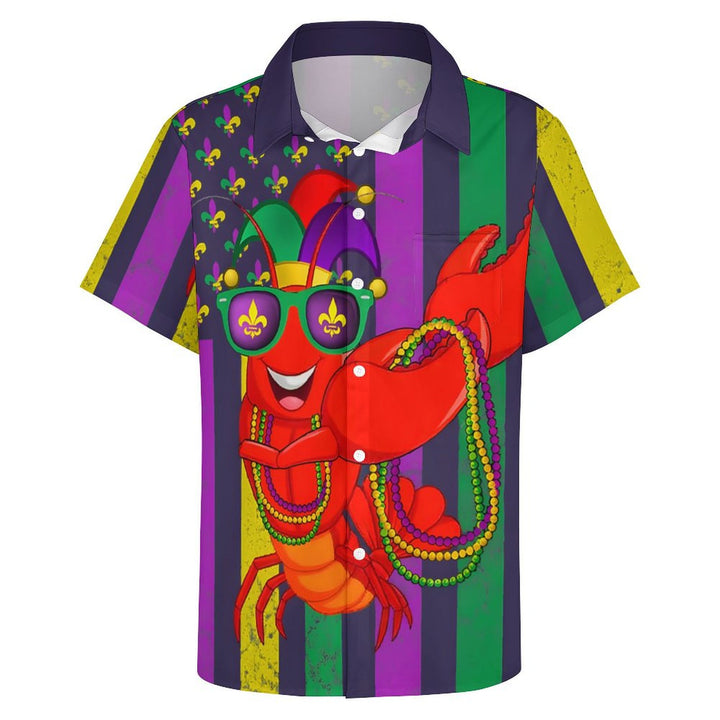 Holiday Carnival Men's Hawaiian Shirt Lobster Cartoon Art Aloha Shirt 2401000123