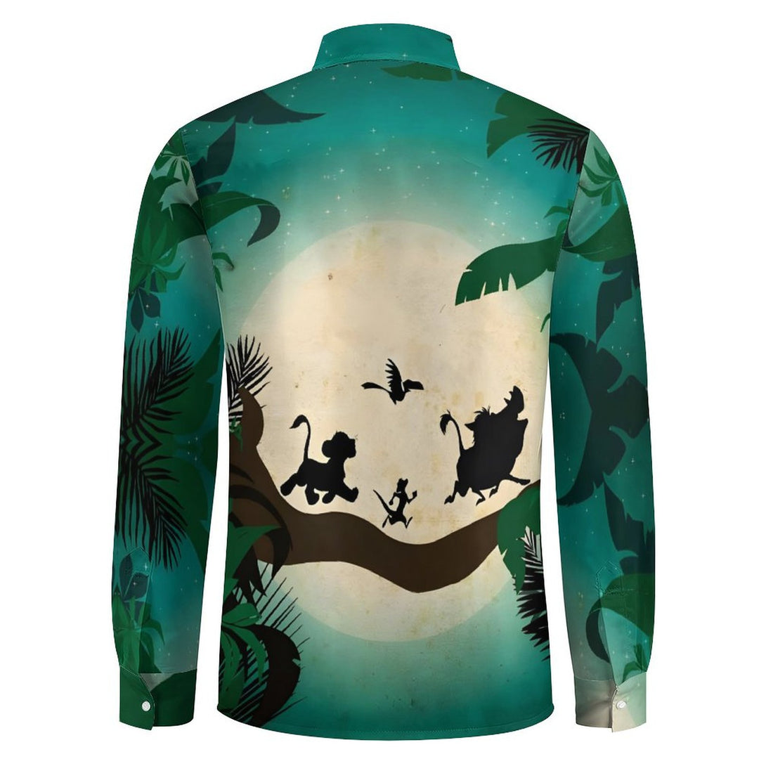 Men's Casual Cartoon Character Printed Long Sleeve Shirt 2401000060