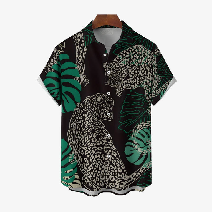 Men's Leopard Casual Short Sleeve Shirt 2402000259