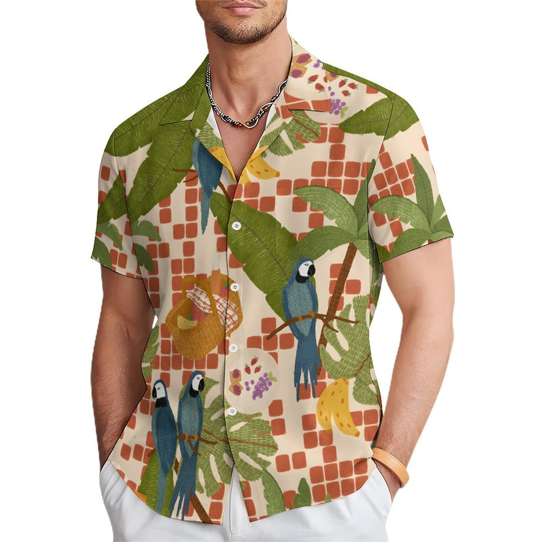Men's Hawaiian Parrot Print Casual Short Sleeve Shirt 2402000287