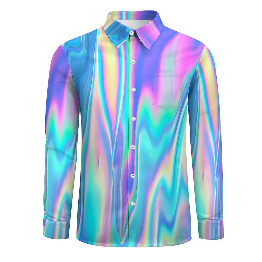 Men's Casual Gradient Color Printed Long Sleeve Shirt 2401000059