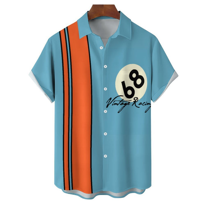 Vintage Racing Stripe Chest Pocket Short Sleeve Shirt 2402000224
