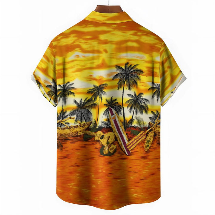 Men's Hawaiian Beach Vacation Casual Short Sleeve Shirt 2401000238