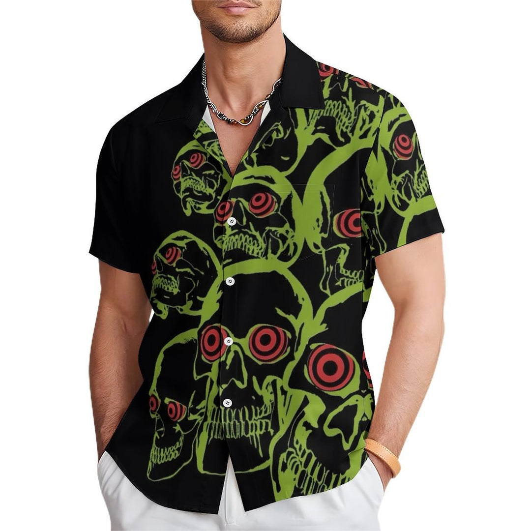 Men's Horror Skull Print Casual Short Sleeve Shirt 2402000202