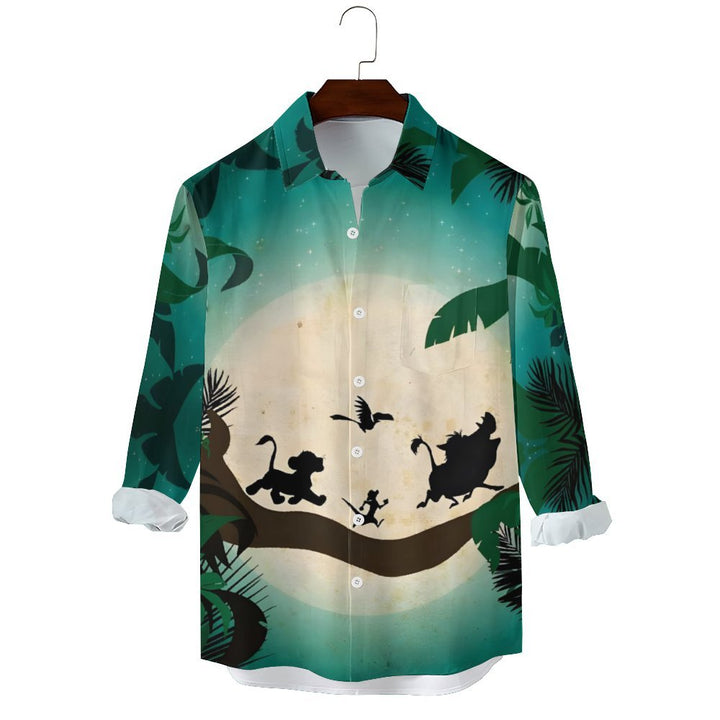 Men's Casual Cartoon Character Printed Long Sleeve Shirt 2401000060