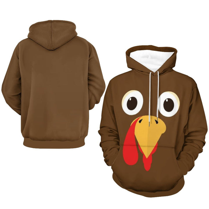 Unisex Hooded Thanksgiving Silly Turkey Face Print Sweatshirt 2311000160