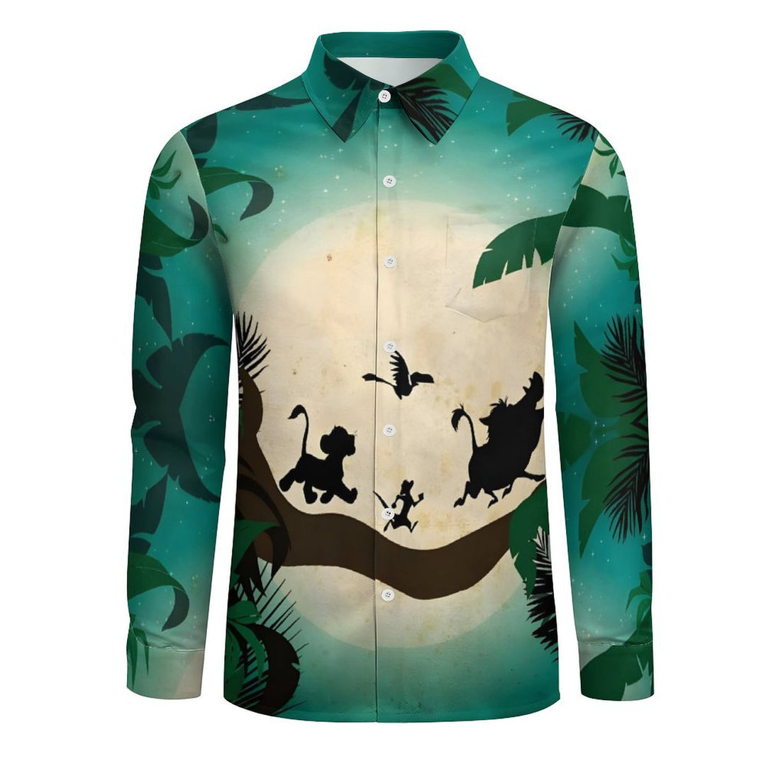 Men's Casual Cartoon Character Printed Long Sleeve Shirt 2401000060