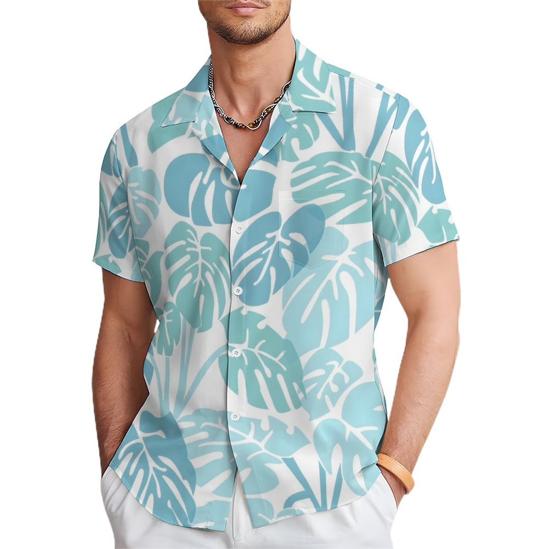 Men's Leaf Casual Short Sleeve Shirt 2312000541