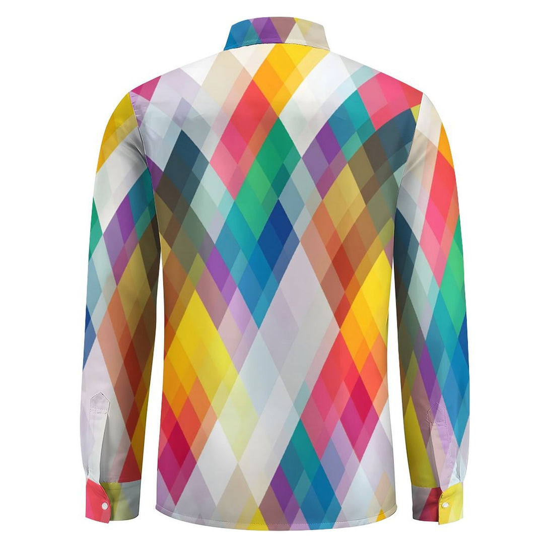 Geometric Rhombus Casual Printed Long Sleeve Shirt 2402000111