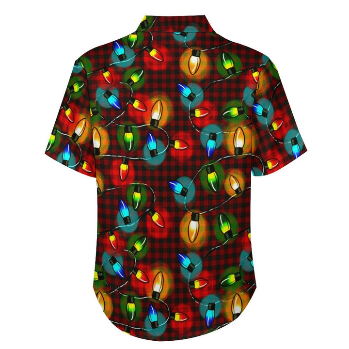 Christmas Decorated Chest Pocket Short Sleeve Casual Shirt 2311000132