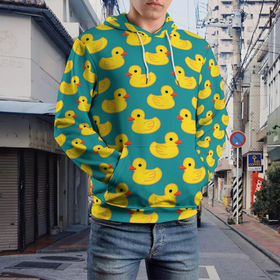 Unisex Casual Duck Print Pocket Hoodie 2307101762