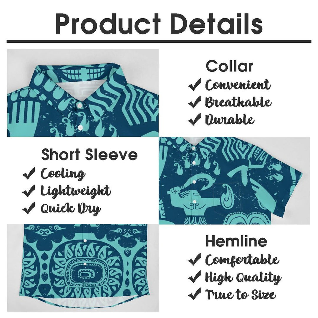 Cartoon Tribal Pattern Casual Short Sleeved Shirt 2311000171