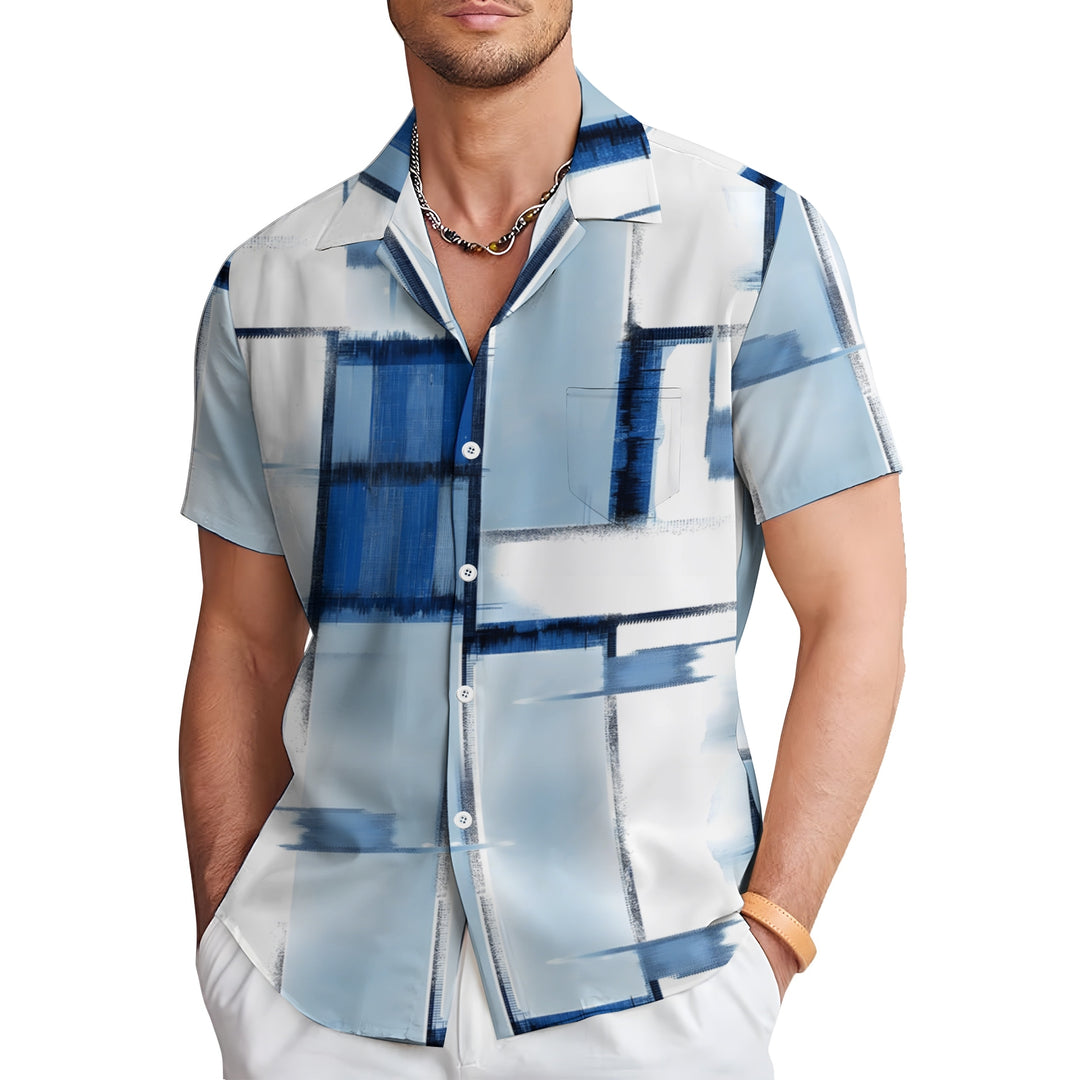 Men's Geometric Texture Casual Short Sleeve Shirt 2403000078