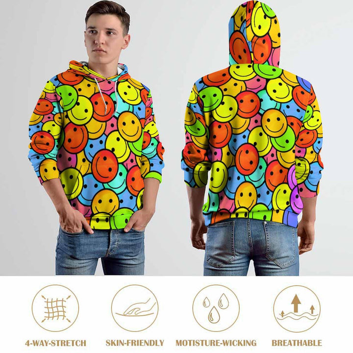 Unisex Hooded Cartoon Smile Print Sweatshirt 2402000180