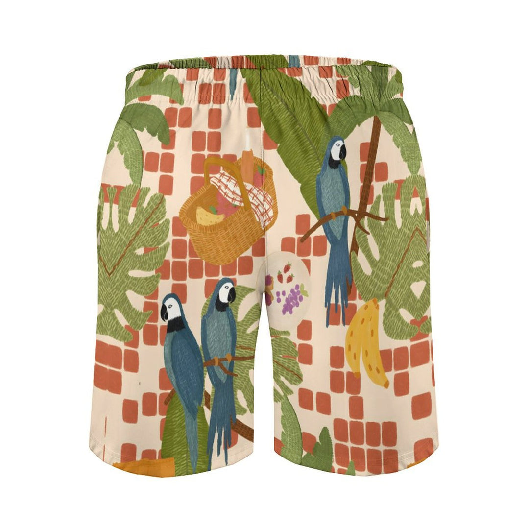 Men's Sports Hawaiian Parrot Beach Shorts 2402000302