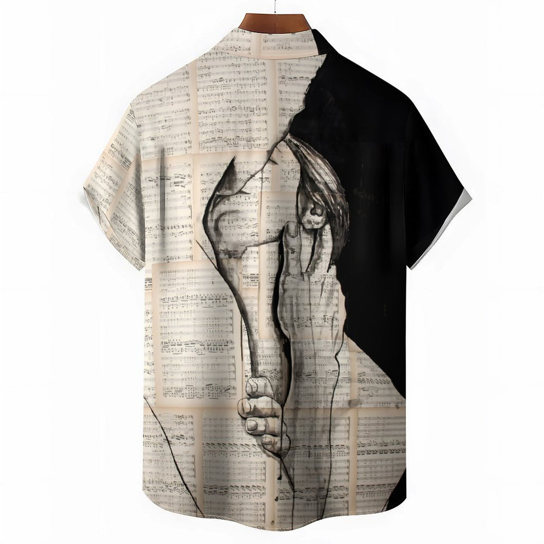 Men's "Kiss" Art Casual Short Sleeve Shirt 2402000027