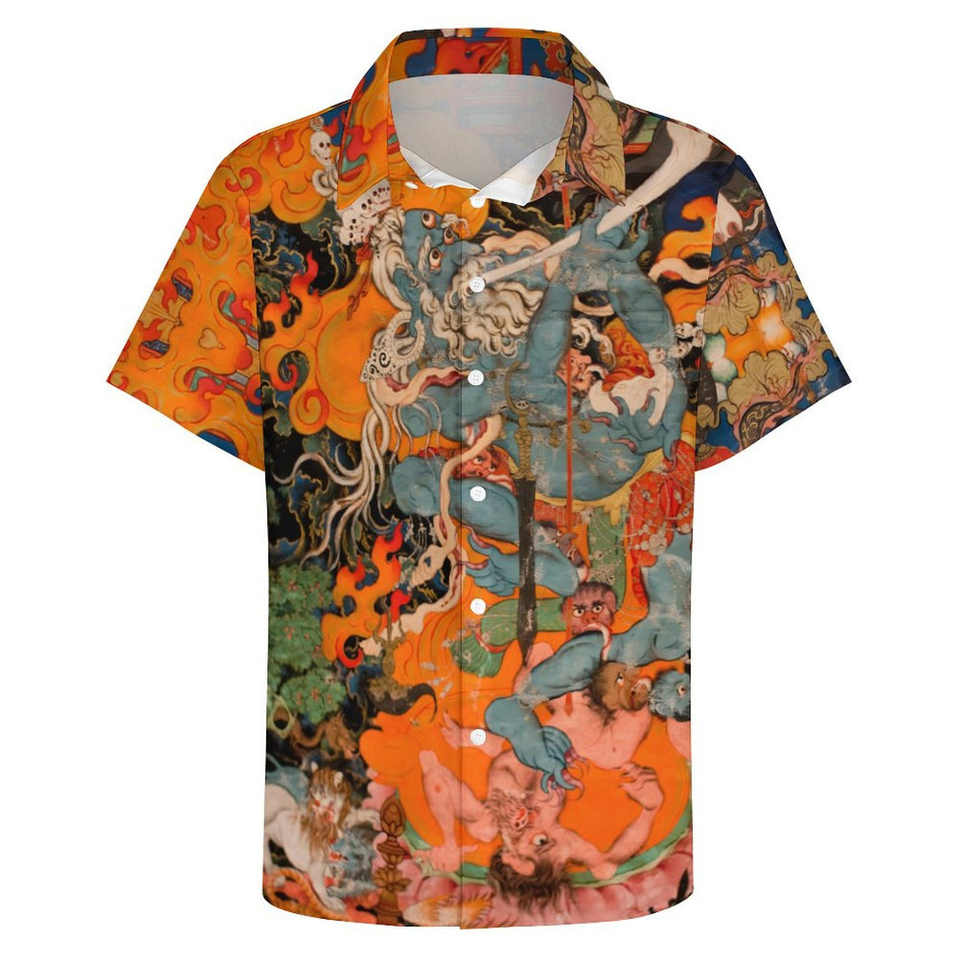 Men's Himalayan Art Casual Short Sleeve Shirt 2403000012