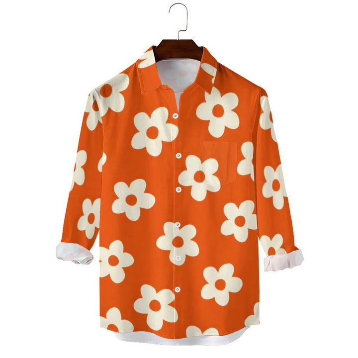 Men's Casual Flowers Printed Long Sleeve Shirt 2312000144