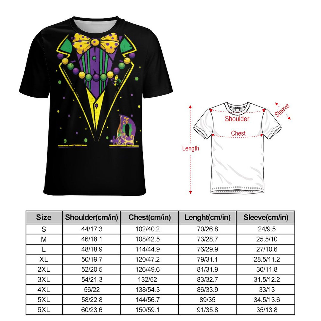 Men's Round Neck Mardi Gras Dress Print Casual T-Shirt 2312000326