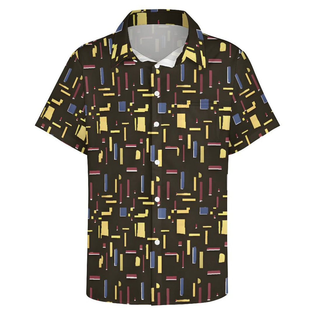 Men's Geometric Lines Casual Short Sleeve Shirt 2401000319