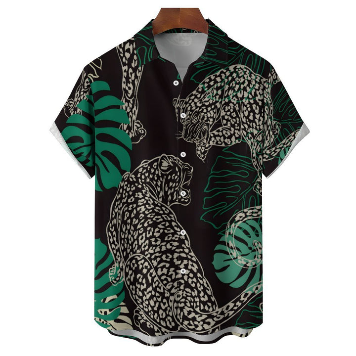 Men's Leopard Casual Short Sleeve Shirt 2402000259