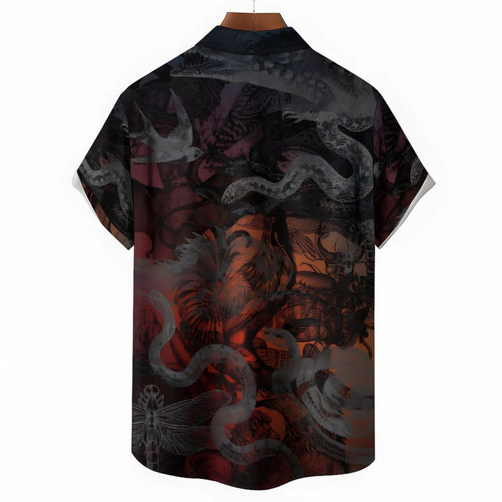 Beast Gradient Print Casual Short Sleeve Shirt 2402000274