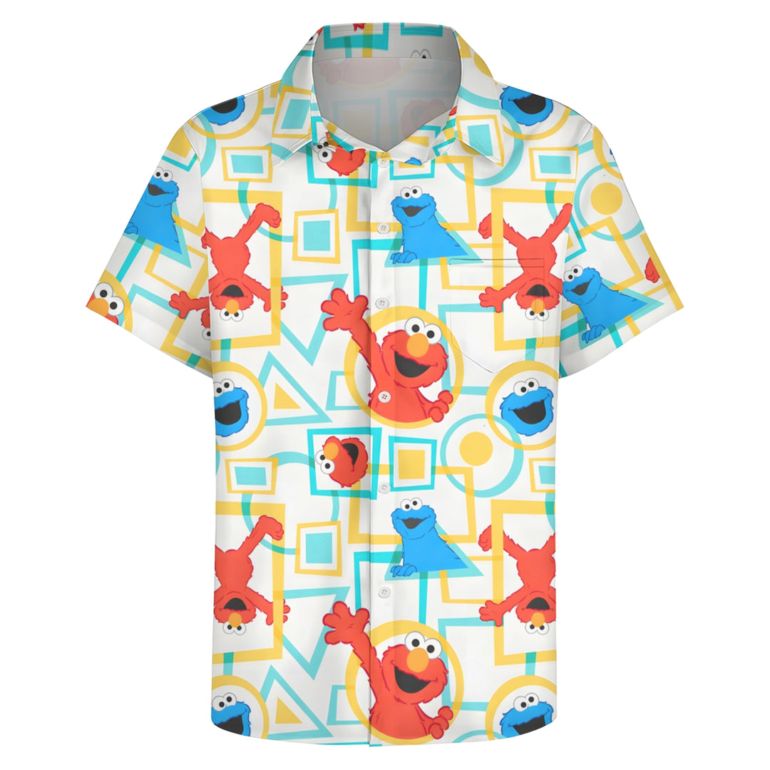 Men's Geometric Cartoon Print Casual Short Sleeve Shirt 2403000191