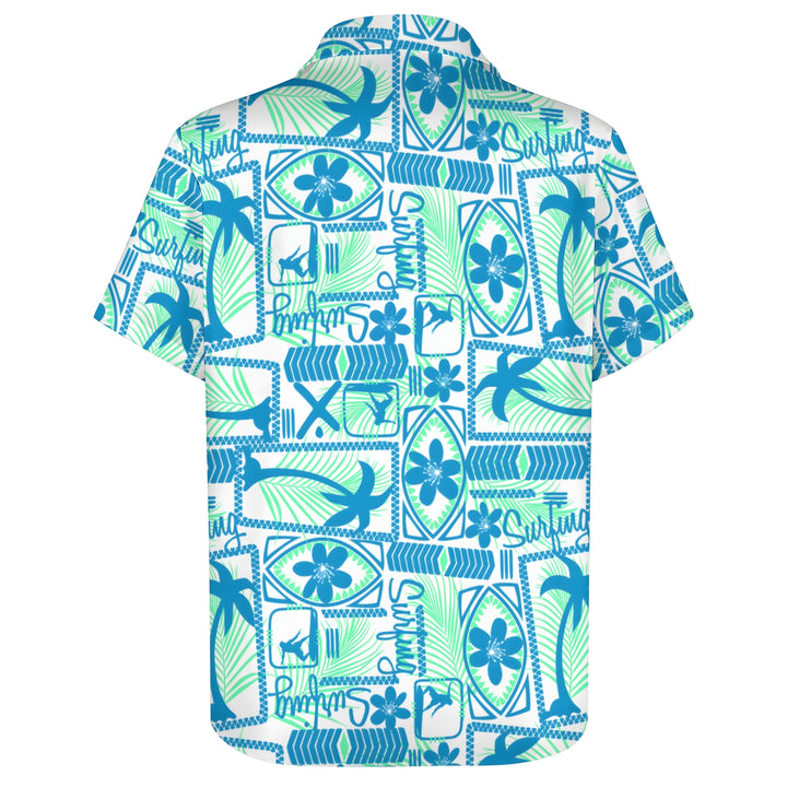 Hawaiian Coconut Palm Surf ThemeCasual Short Sleeve Shirt 2403000045