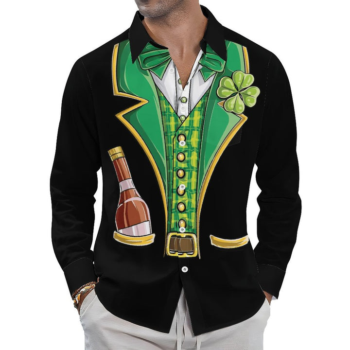 Men's Casual St. Patrick's Day Dress Printed Long Sleeve Shirt 2312000432