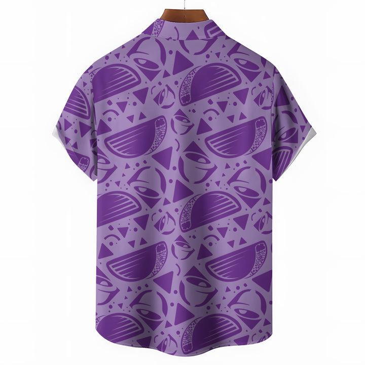 Men's TAKO Bell Purple Casual Short Sleeve Shirt 2403000461
