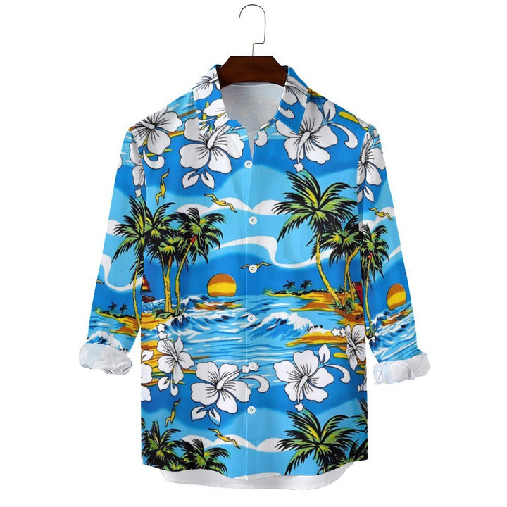 Men's Casual Hawaii Printed Long Sleeve Shirt 2311000706