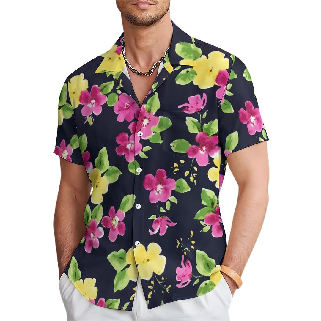 Men's Hawaiian Watercolor Art Print Casual Short Sleeve Shirt 2401000330